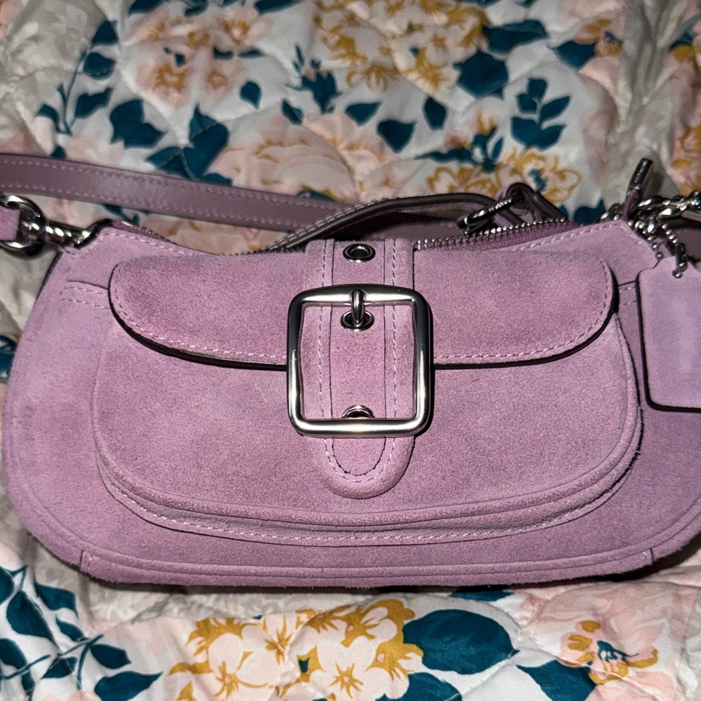 Coach Lavender Suede Shoulder Bag